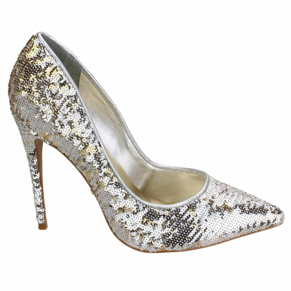 NEW CARRANO women's cherri leather pump in silver